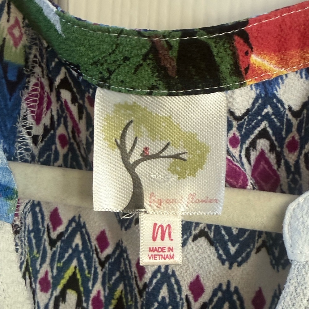 Fig And Flower Multicolor Long Patterned Tunic Top - image 3